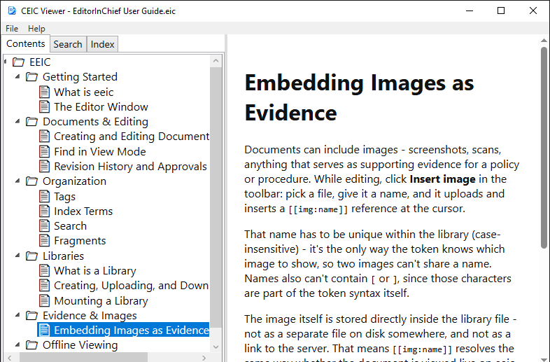 A policy and documentation library open in CEIC Viewer
