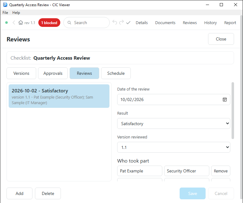 Document control in CIC Viewer: versions, approvals and reviews